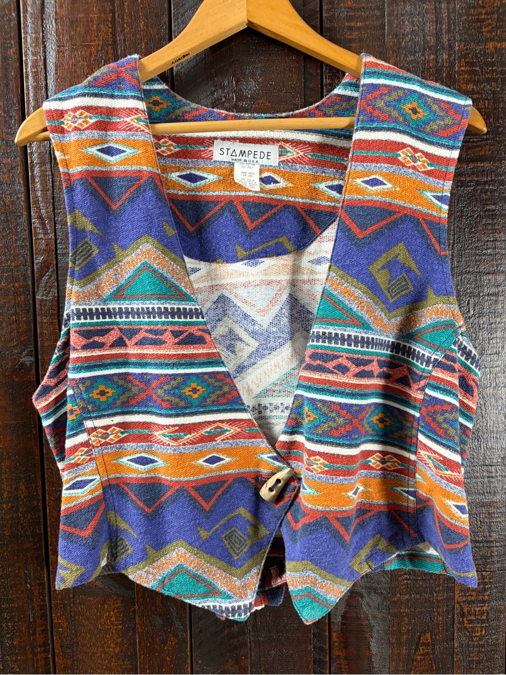 vintage Stampede Western Tribal Toggle Vest Medium